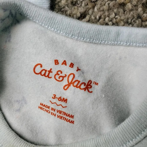 Baby Cat & Jack Baby Blue and White Rabbit Jumpsuit Romper Size 3-6M - Picture 2 of 9